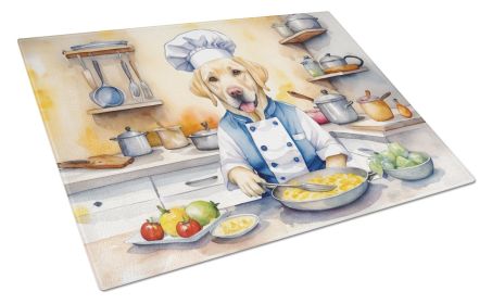 Yellow Labrador Retriever The Chef Glass Cutting Board Decorative Tempered Glass Kitchen Cutting and Serving Board Large Size Chopping Board