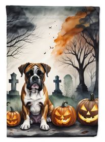 Boxer Spooky Halloween House Flag Large Porch Sleeve Pole Decorative Outside Yard Banner Artwork Wall Hanging, Polyester, House Size, Multicolor