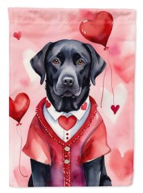 Black Labrador Retriever My Valentine Garden Flag Mailbox Flag Decorative Yard Flag Banner Outside Patio Artwork Yard Flower Beds, Garden Size