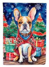 French Bulldog Christmas House Flag Large Porch Sleeve Pole Decorative Outside Yard Banner Artwork Wall Hanging, Polyester, House Size, Multicolo