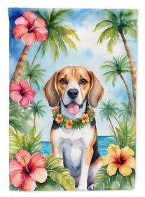 Beagle Luau House Flag Large Porch Sleeve Pole Decorative Outside Yard Banner Artwork Wall Hanging, Polyester, House Size, Multicolor