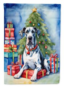 Harlequin Great Dane Christmas Reindeer House Flag Large Porch Sleeve Pole Decorative Outside Yard Banner Artwork Wall Hanging, Polyester, House