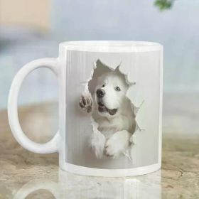 3D Great Dane Dog Breakthrough Ceramic Mug | 11oz White Coffee Cup with Realistic Dog Design | Microwave &
