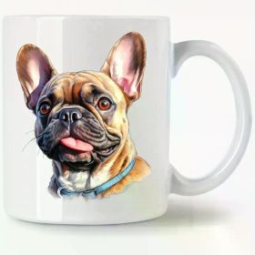 11oz French Bulldog Ceramic Coffee Mug - Cute Watercolor Dog Design,