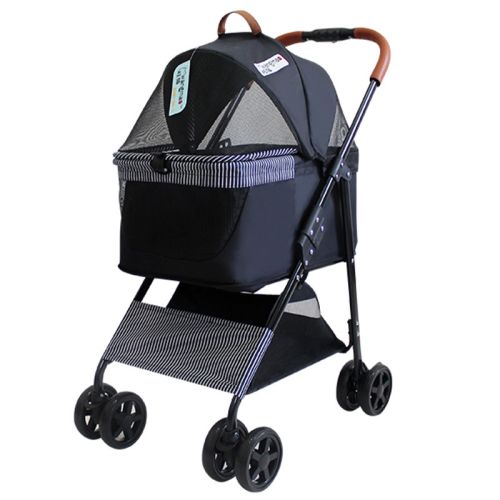Portable Pet Stroller Cat Trolley, Dog Travel Cart Pram Shockproof Pet Detachable Strolling Cart, Puppy Pushchair Four-Wheeled