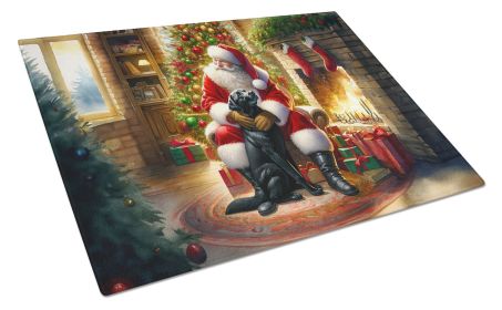 Labrador Retriever and Santa Claus Glass Cutting Board Decorative Tempered Glass Kitchen Cutting and Serving Board Large Size Chopping Board (Default: Default)