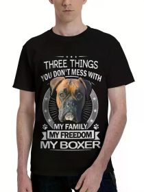 Boxer Dog Shirt Three Things You Don't Mess With Funny Tee T-shirt (Color: Black, size: XL)